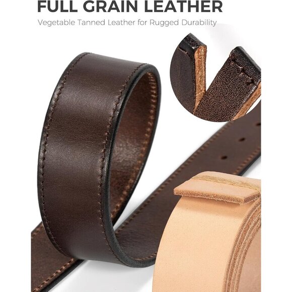 Women\'s Leather Belt 1.3 Inch Dark Brown with Gold Buckle Adjustable for Jeans